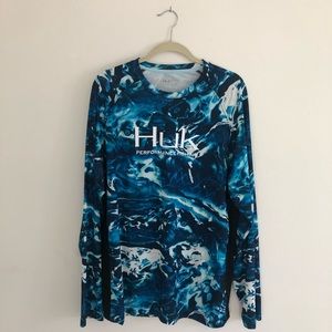 Huk Fishing Water Pattern Long Sleeve Shirt